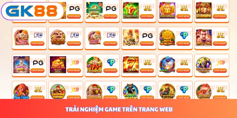 Trải nghiệm game trên trang web